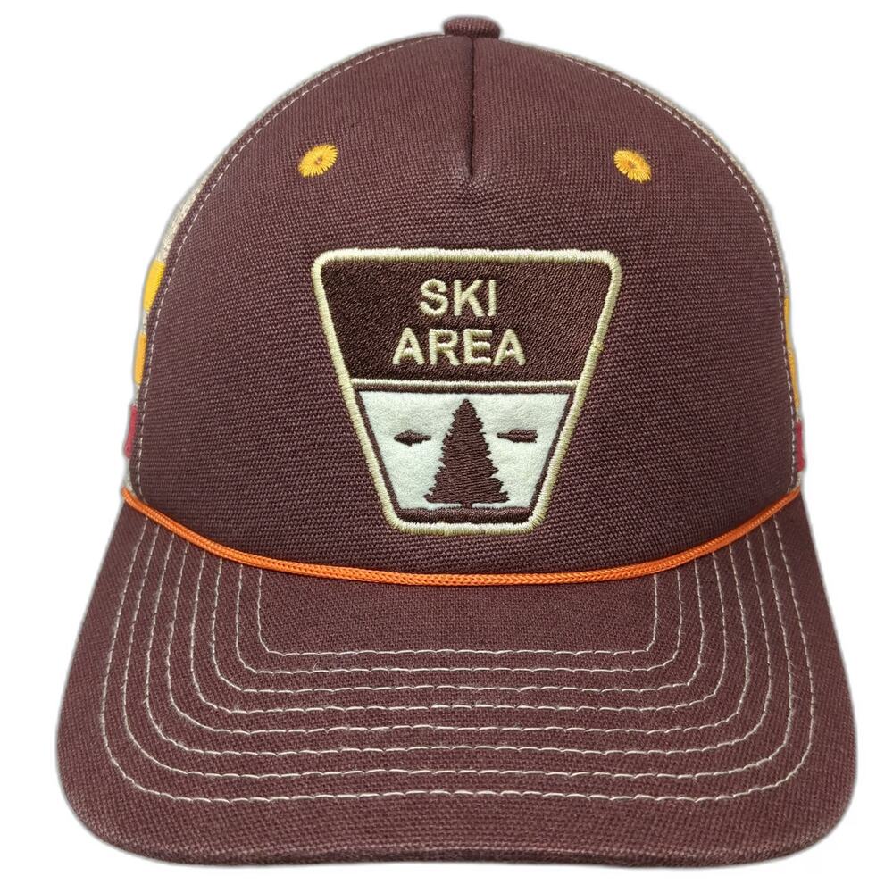 YOColorado Brown Trucker Hat One Size Ski Area Pine Tree Patch Snapback Rope